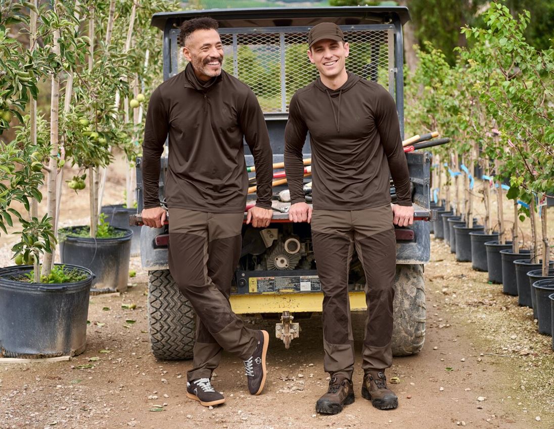 Bovenkleding: Functionele hoodie-longsleeve UV e.s.trail + kastanje/hazelnoot 2