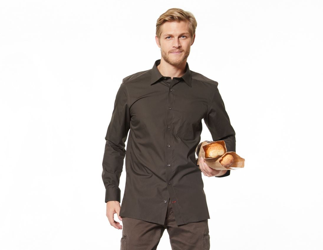 Bovenkleding: e.s. Service-overhemd lange mouw + kastanje