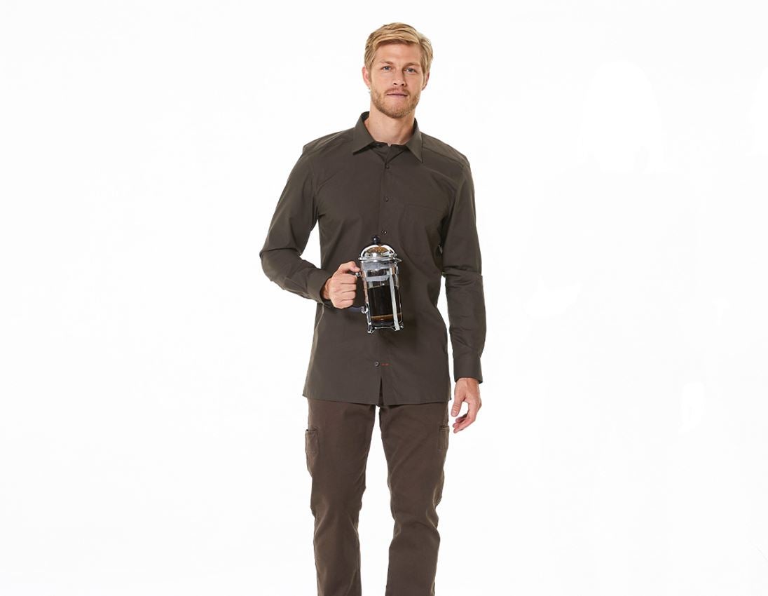 Bovenkleding: e.s. Service-overhemd lange mouw + kastanje 1