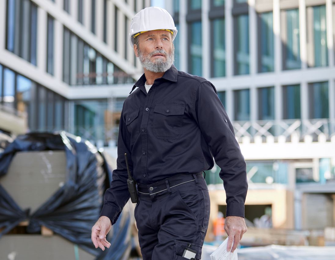 Bovenkleding: Werkhemden e.s.classic, lange mouw + donkerblauw