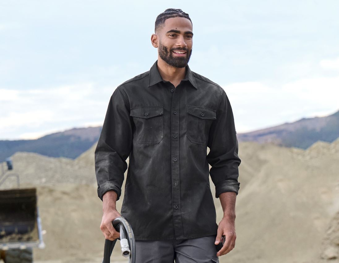 Bovenkleding: Werkhemden e.s.classic, lange mouw + zwart