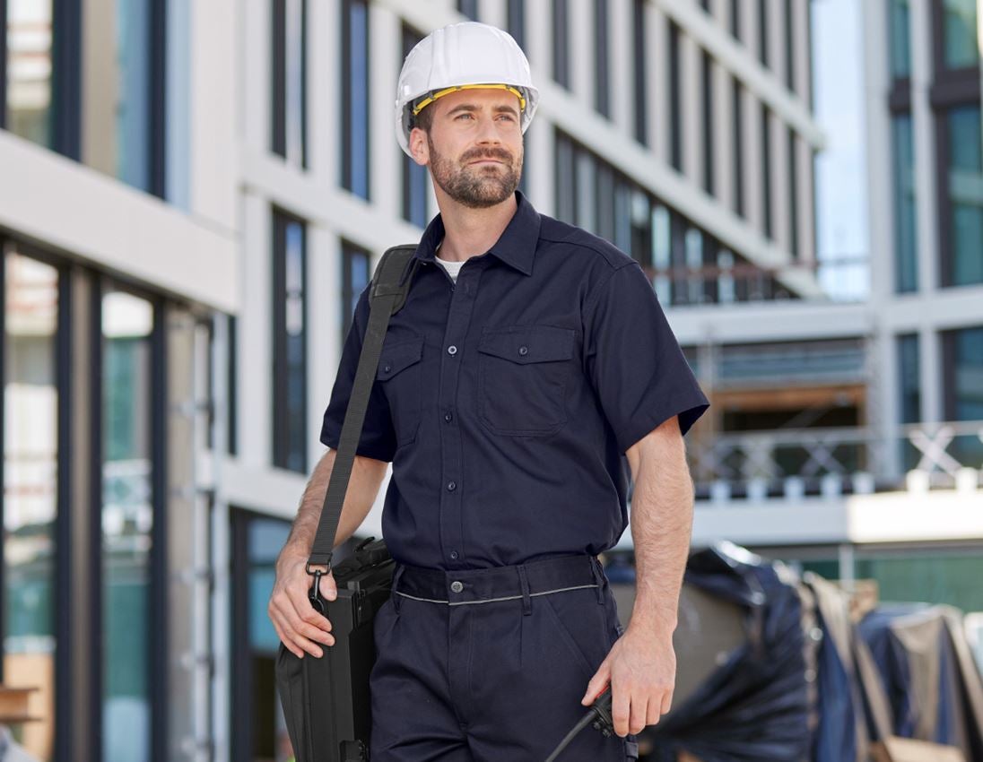 Bovenkleding: Werkhemden e.s.classic, korte mouw + donkerblauw