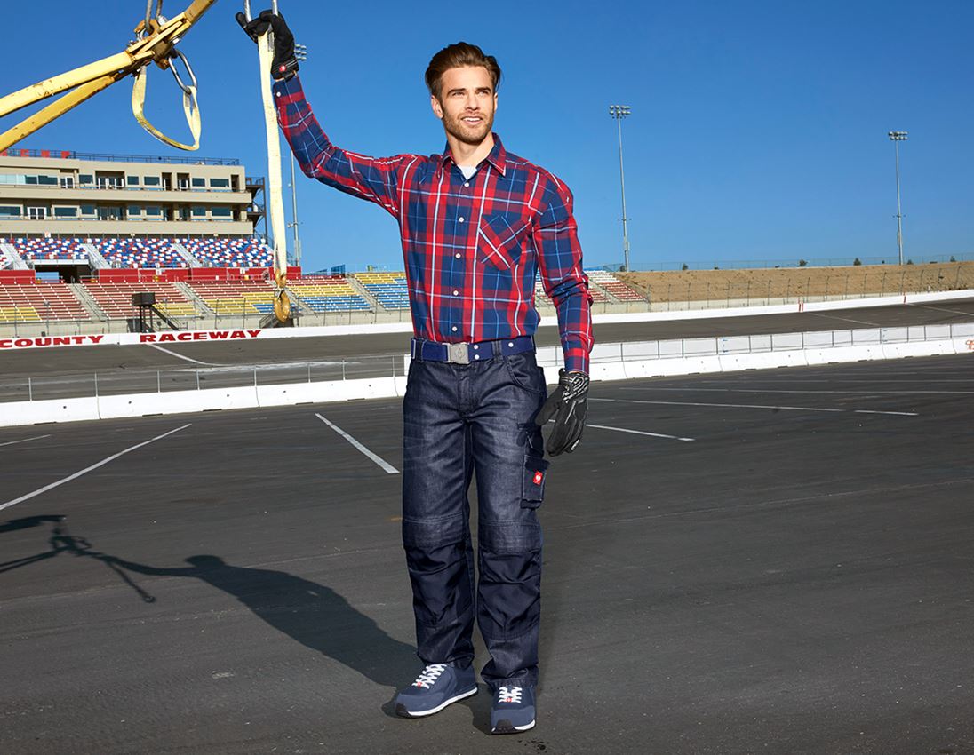 Bovenkleding: Overhemd, lange mouw Hamburg, extra lang + rood/donkerblauw/wit 2