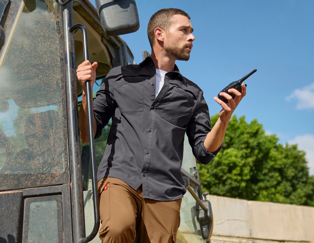 Bovenkleding: Werkhemden e.s.t:aktik, lange mouw + carbongrijs 1