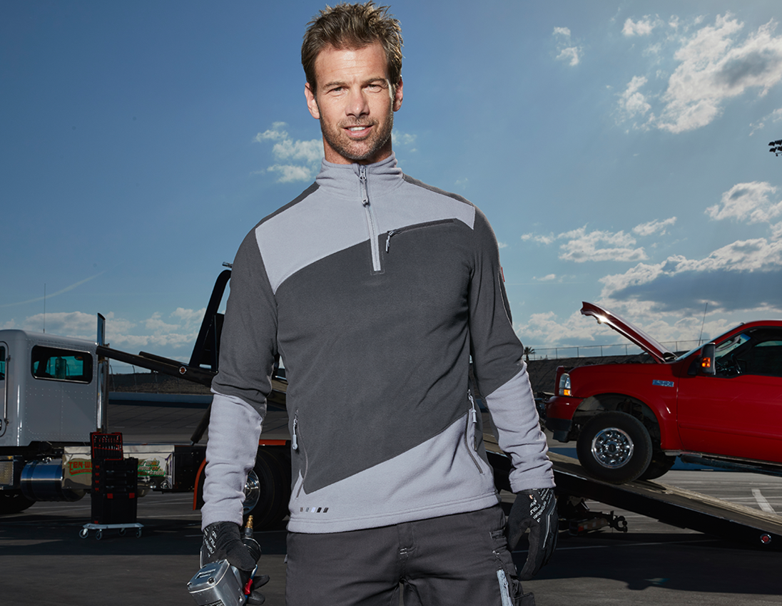 Bovenkleding: Fleece schipperstrui e.s.motion 2020 + antraciet/platina