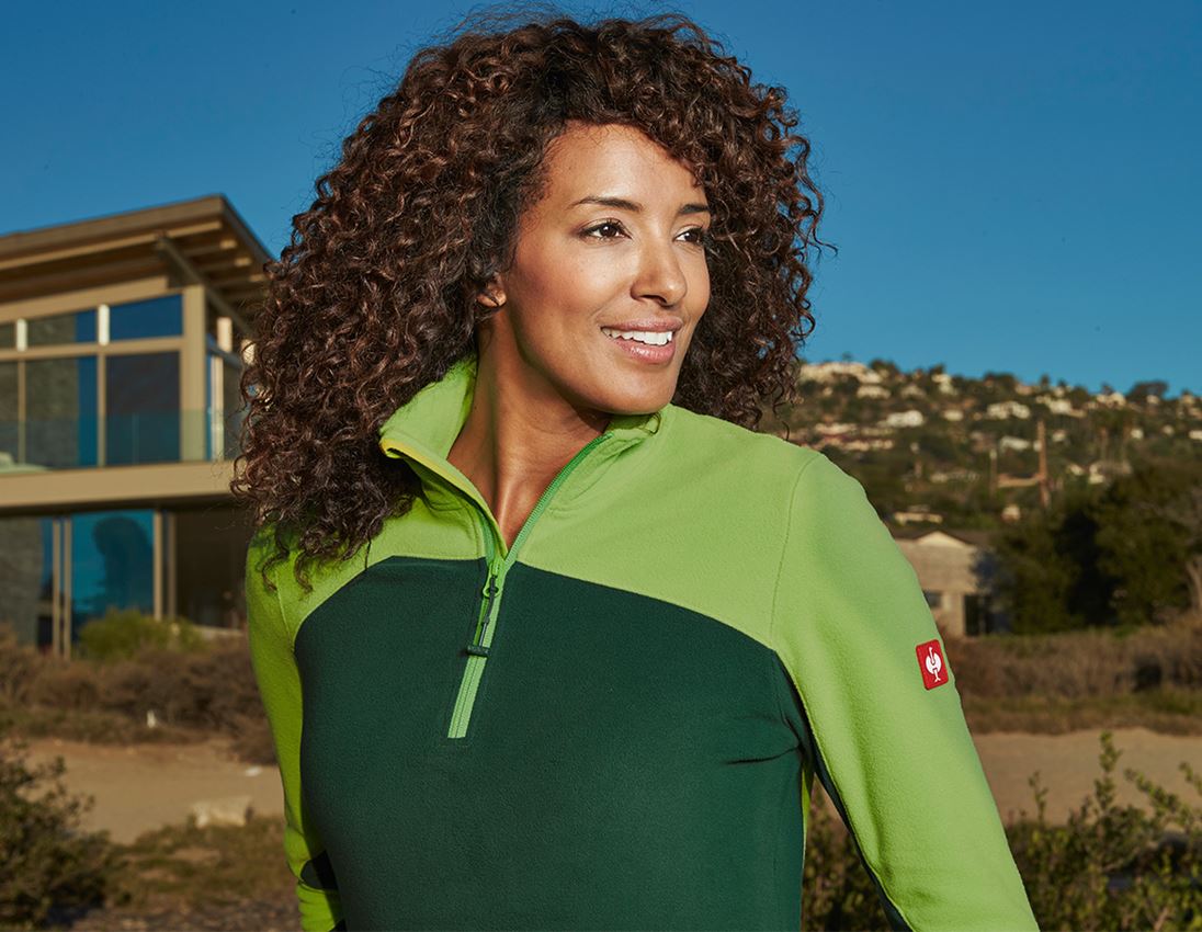 Bovenkleding: Fleece schipperstrui e.s.motion 2020, dames + groen/zeegroen 1