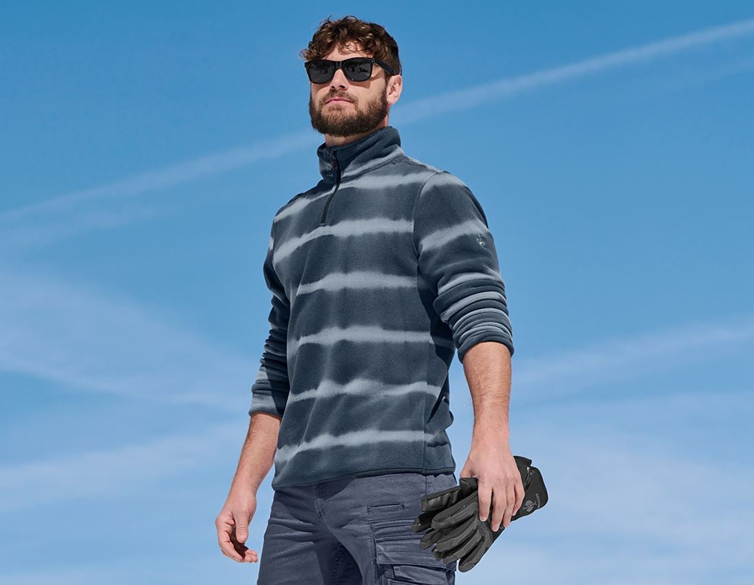 Onderwerpen: Fleece schipperstrui tie-dye e.s.motion ten + leisteenblauw/rookblauw
