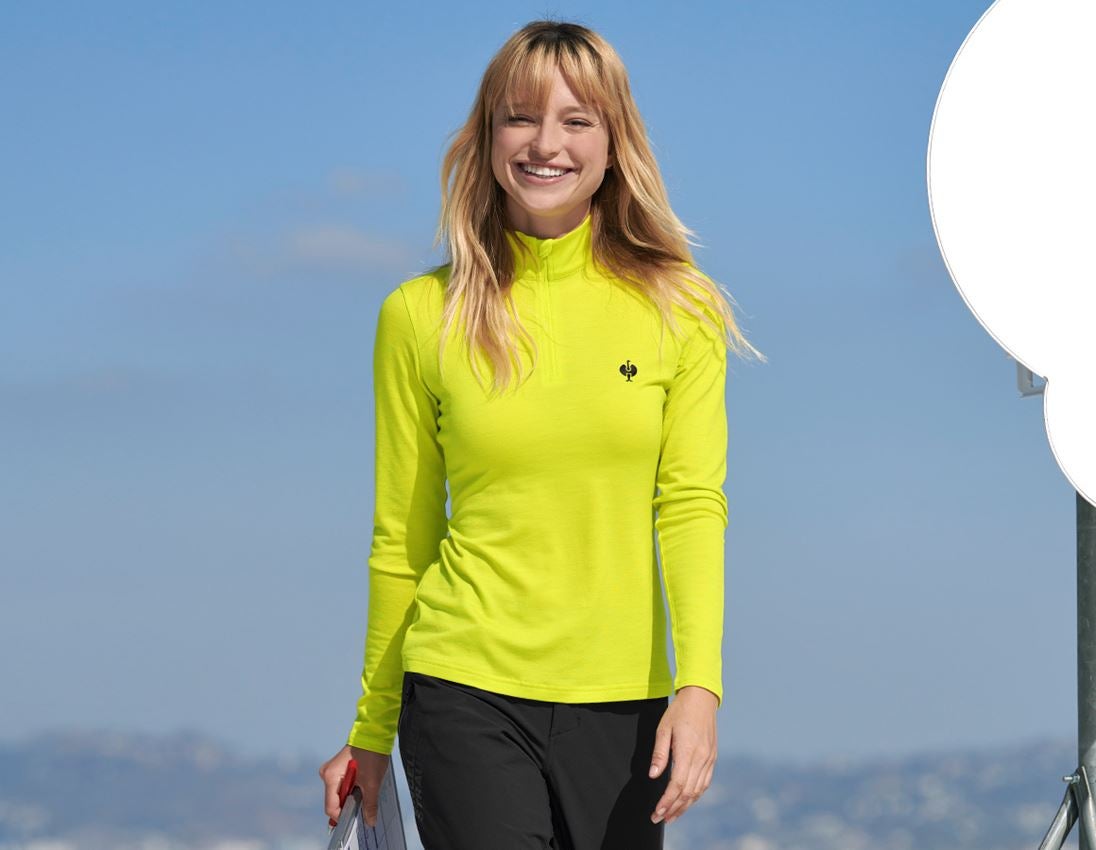 Bovenkleding: Schipperstrui Merino e.s.trail, dames + zuurgeel/zwart