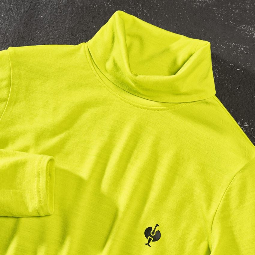 Bovenkleding: Shirt met col Merino e.s.trail, dames + zuurgeel/zwart 2