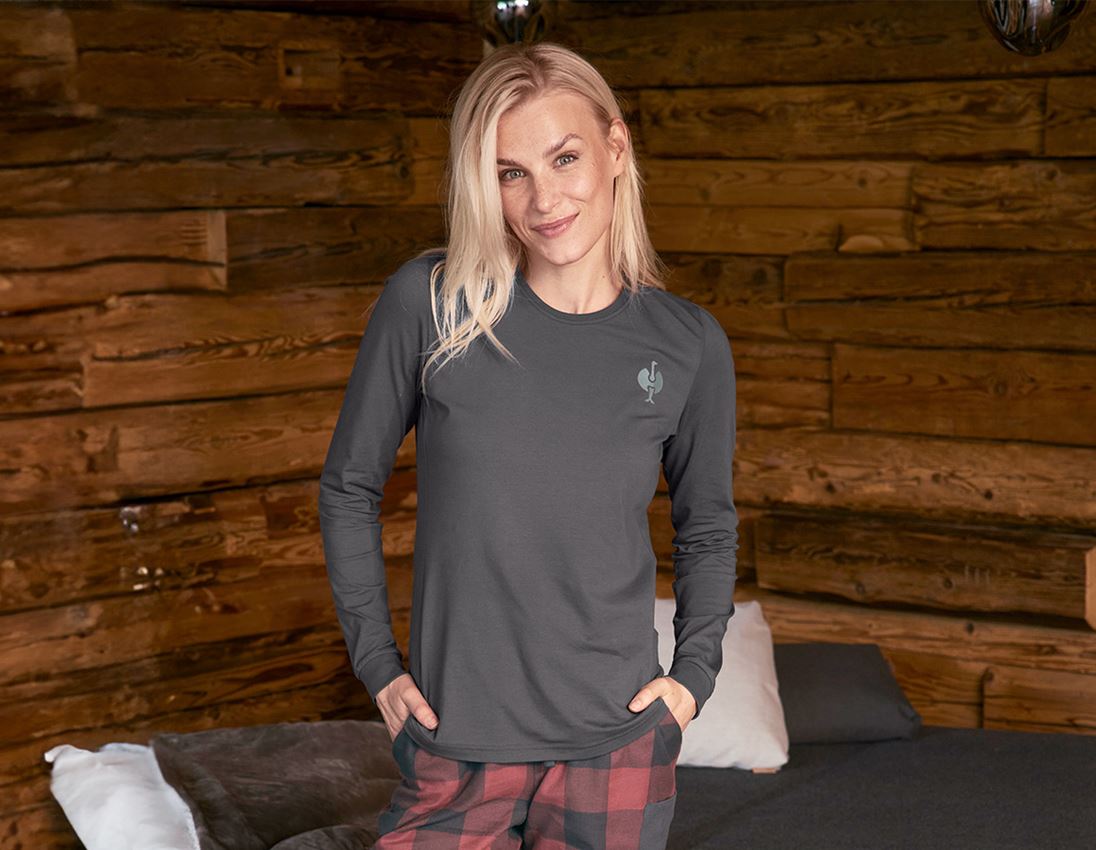 Accessoires: e.s. Pyjama longsleeve, dames + carbongrijs