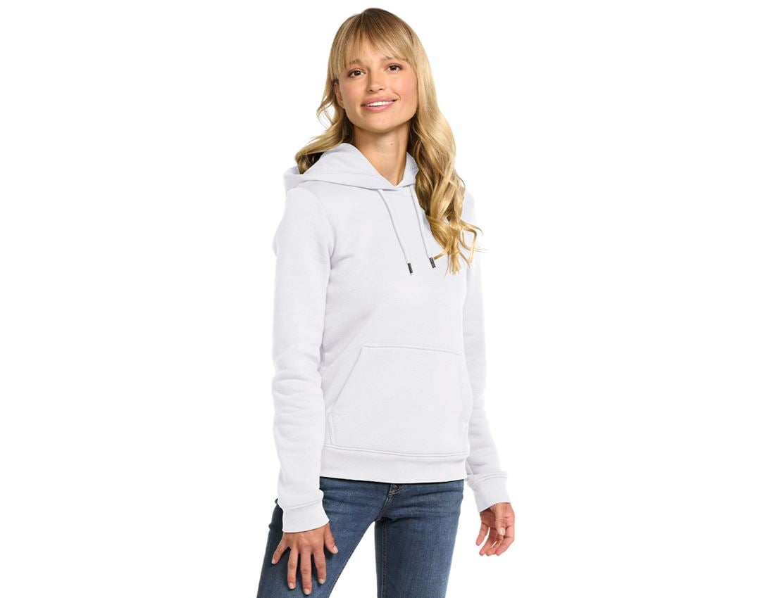 Bovenkleding: e.s. Hoody-Sweatshirt poly cotton, dames + wit