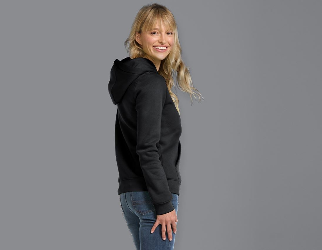 Bovenkleding: e.s. Hoody-Sweatshirt poly cotton, dames + zwart 1