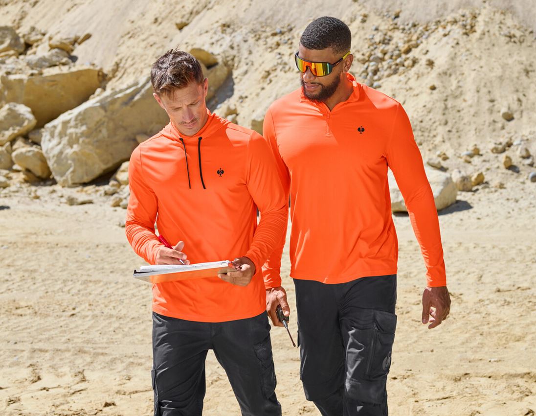 Bovenkleding: Visibility funct. longsleeve met rits UV e.s.trail + signaaloranje/zwart 2
