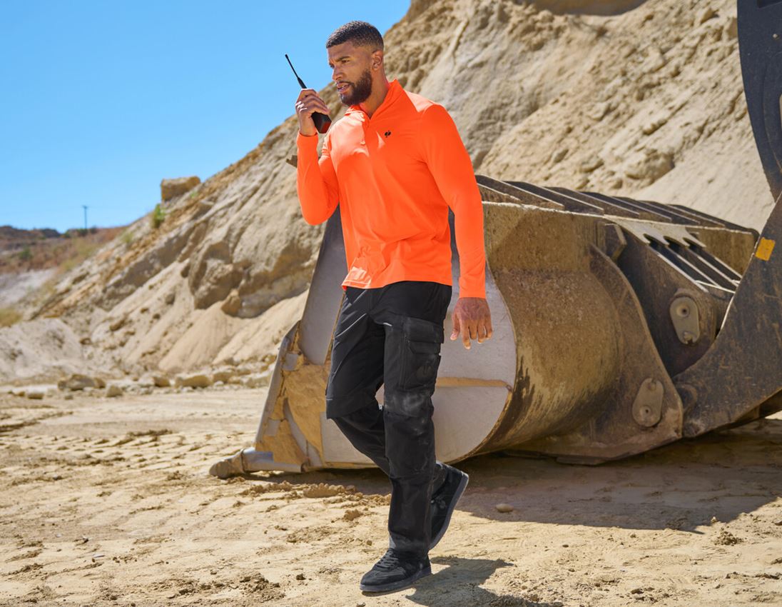 Bovenkleding: Visibility funct. longsleeve met rits UV e.s.trail + signaaloranje/zwart 1