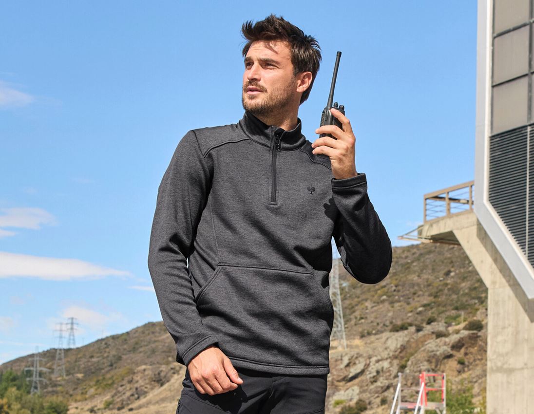 Bovenkleding: Schipperstrui thermo stretch e.s.trail + zwart melange