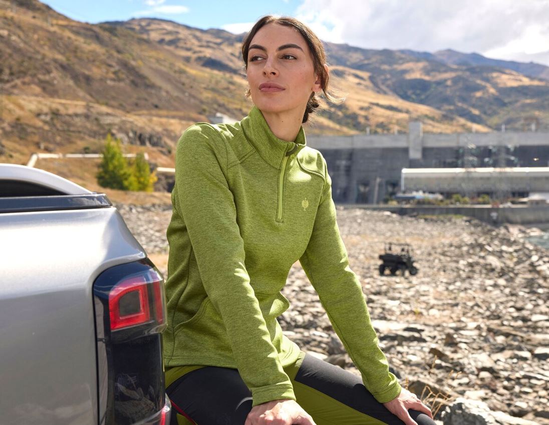 Bovenkleding: Schipperstrui thermo stretch e.s.trail, dames + jeneverbesgroen melange/limegroen 1