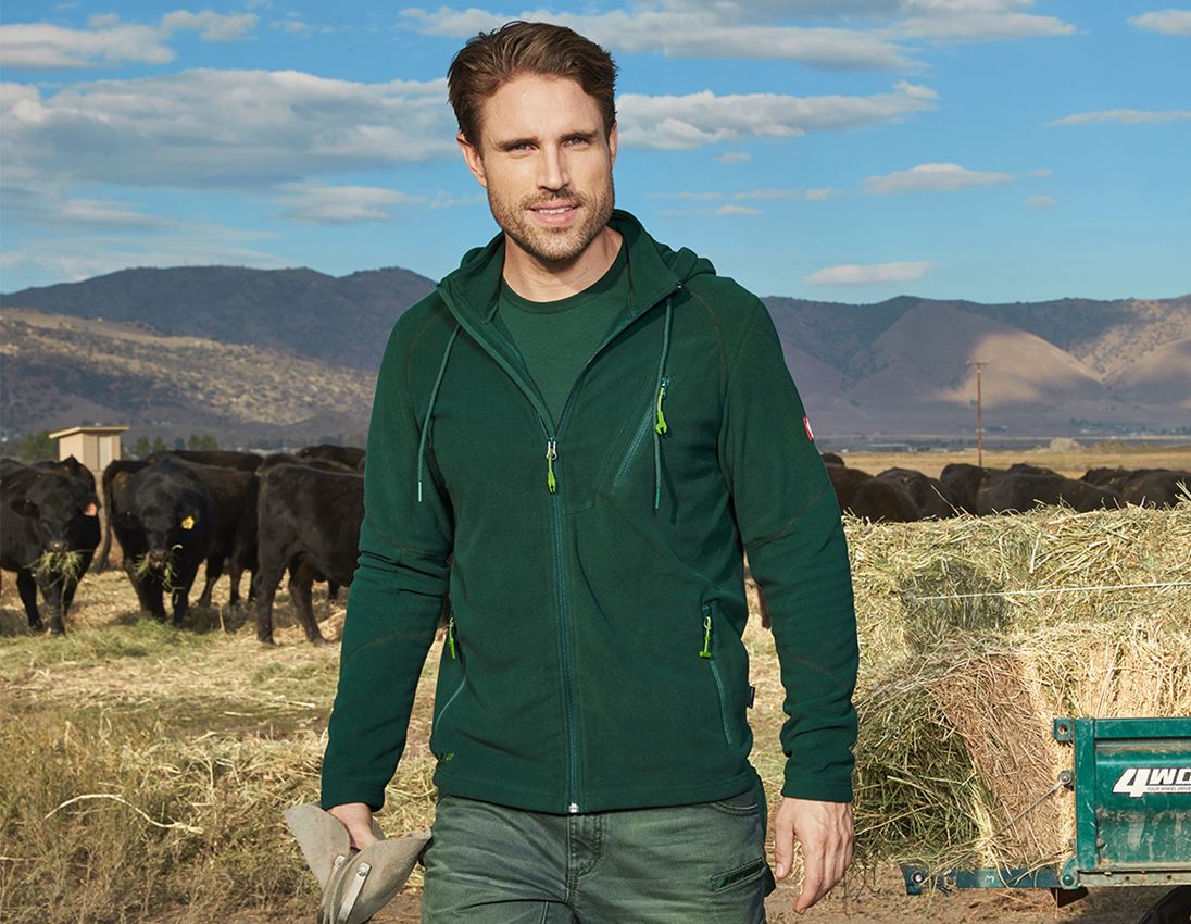 Werkjassen: Fleece capuchonjack e.s.motion 2020 + groen