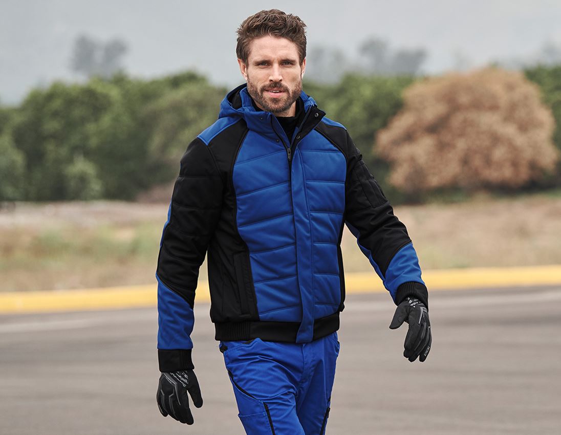 Werkjassen: Winter softshelljack e.s.vision + korenblauw/zwart