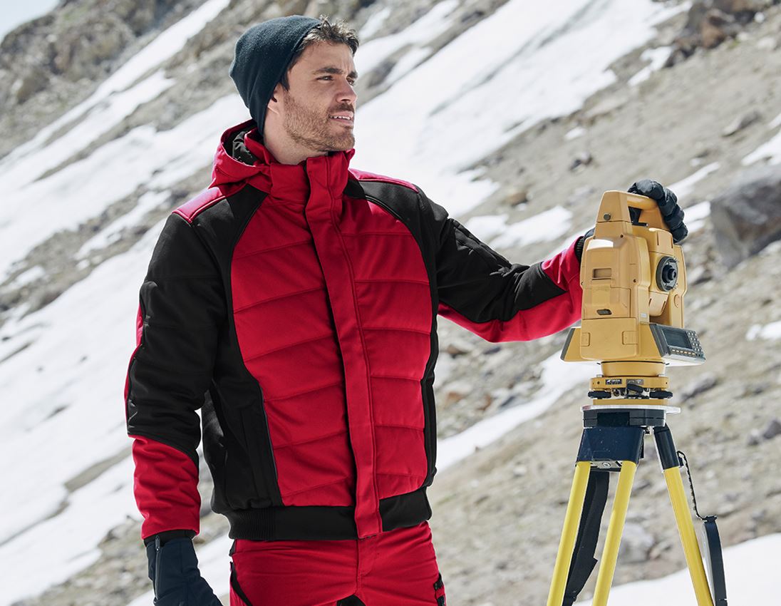 Werkjassen: Winter softshelljack e.s.vision + rood/zwart