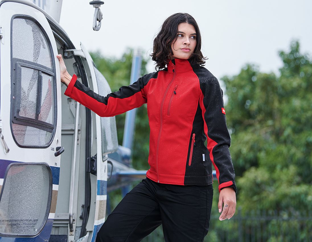Werkjassen: Dames-softshelljack dryplexx® softlight + rood/zwart 1