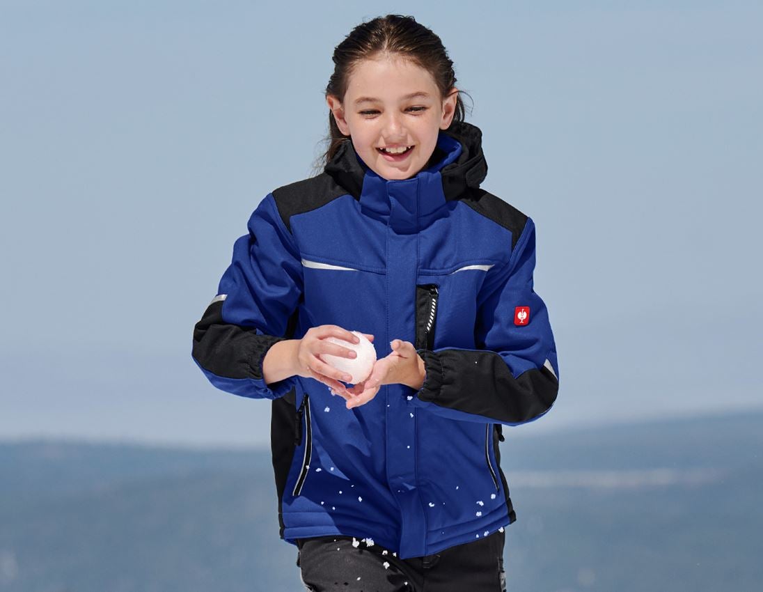 Jassen: Kinder-softshelljack e.s.motion + korenblauw/zwart