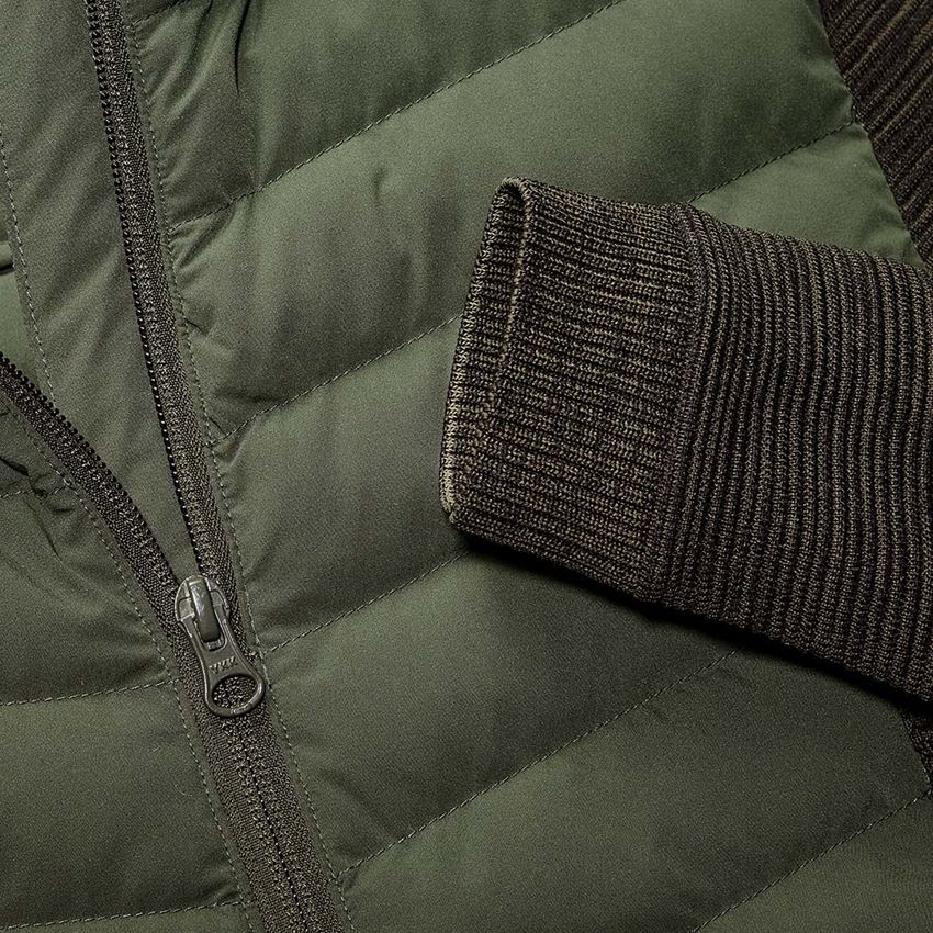 Werkjassen: Hybrid gebreid capuchonjack e.s.motion ten, dames + camouflagegroen melange 2