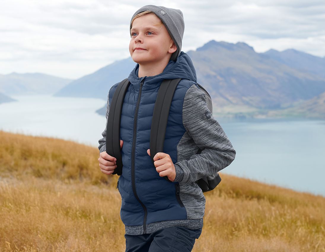 Jassen: Hybrid gebreid capuchonjack e.s.motion ten,kind. + leisteenblauw melange