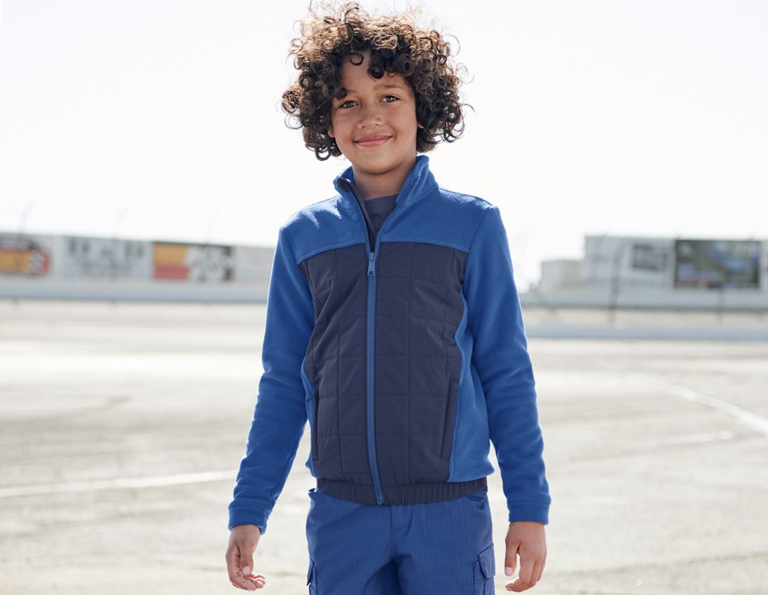 Jassen: Hybride fleecejack e.s.concrete, kinderen + alkalisch blauw/diepblauw