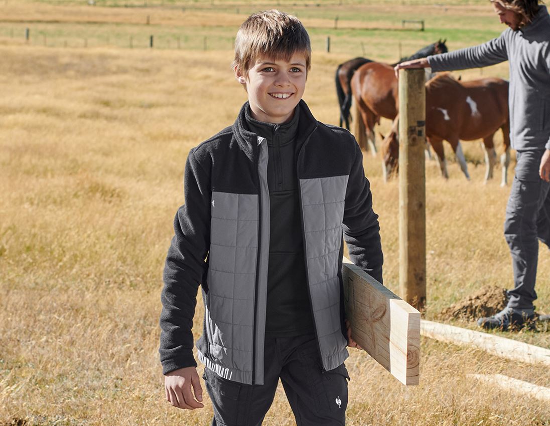 Jassen: Hybride fleecejack e.s.concrete, kinderen + zwart/bazaltgrijs
