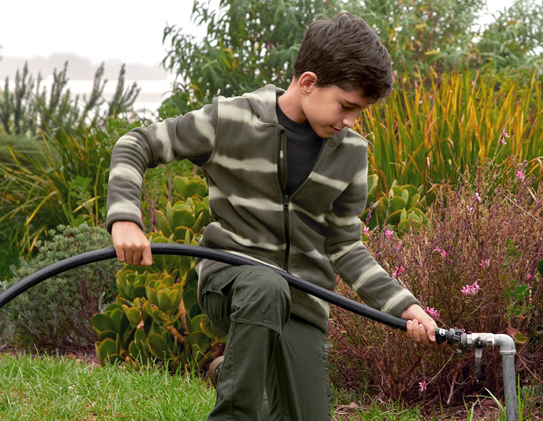 Jassen: Fleece capuchonjack tie-dye e.s.motion ten, kinder + camouflagegroen/moerasgroen 1