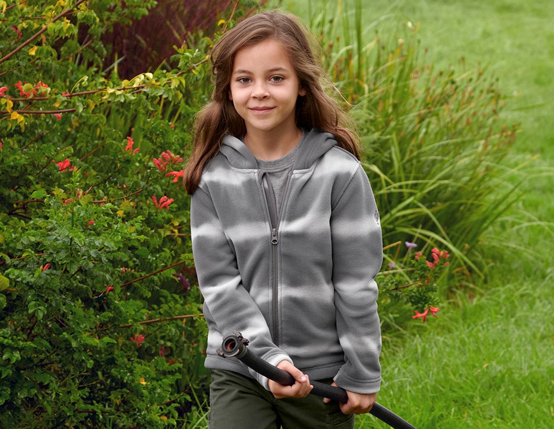 Jassen: Fleece capuchonjack tie-dye e.s.motion ten, kinder + graniet/opaalgrijs