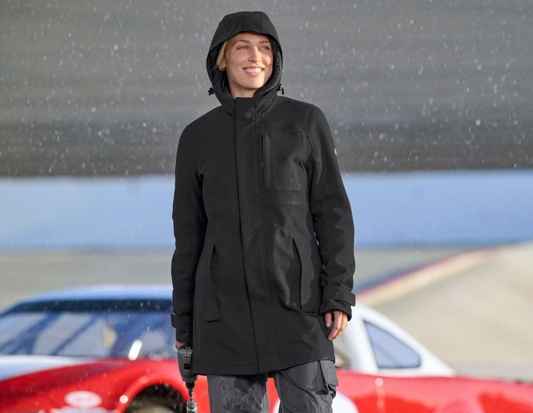 Werkjassen: Regenparka e.s.e:pic, dames + zwart
