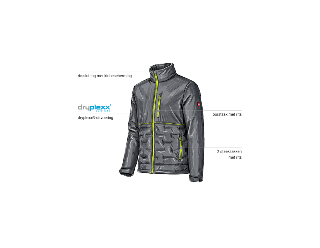 Werkjassen: Padded-winterjas e.s.line.core + carbongrijs/signaalgeel 1