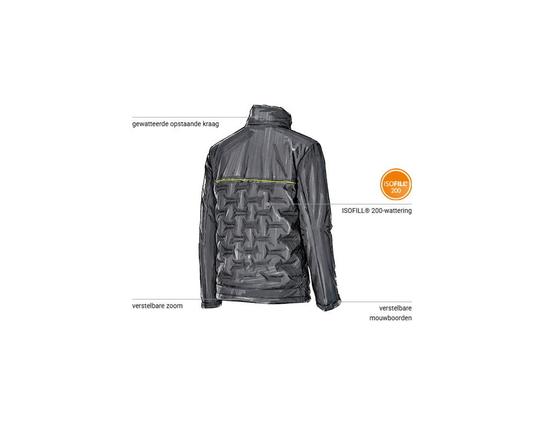 Werkjassen: Padded-winterjas e.s.line.core + carbongrijs/signaalgeel 2