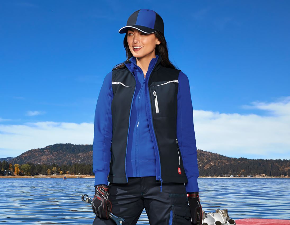 Werkvesten: Softshell-bodywarmer e.s.motion 2020, dames + grafiet/gentiaanblauw 1