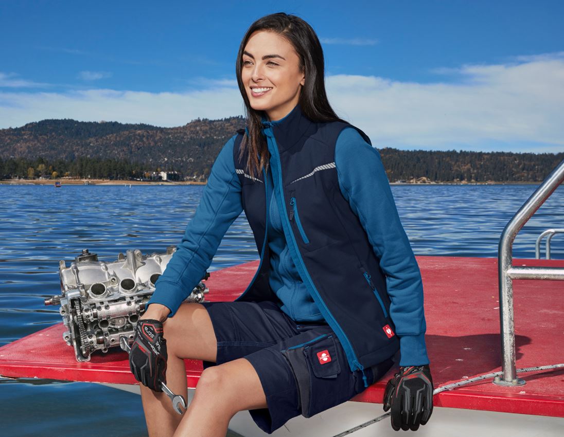 Werkvesten: Softshell-bodywarmer e.s.motion 2020, dames + donkerblauw/atol 2