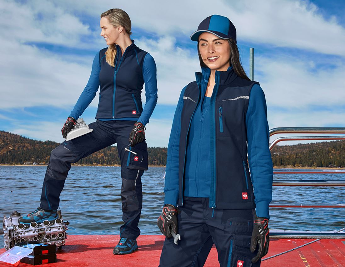Werkvesten: Softshell-bodywarmer e.s.motion 2020, dames + donkerblauw/atol 1