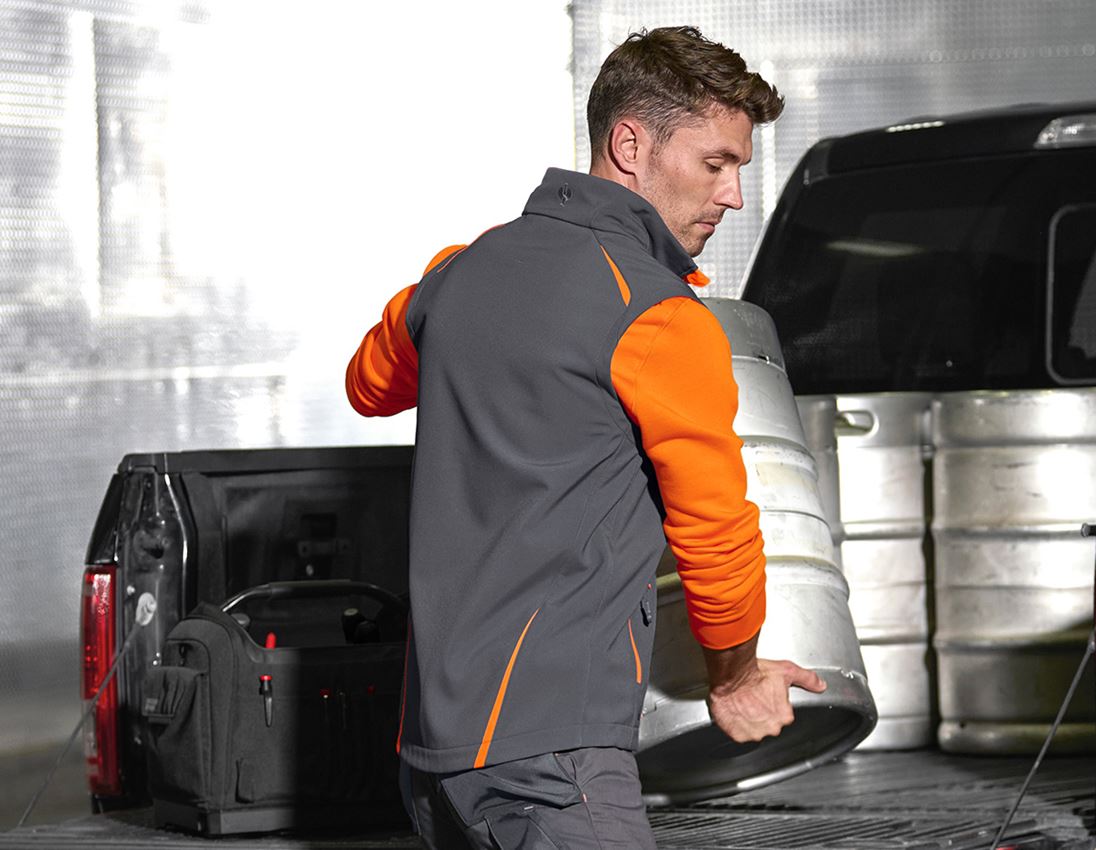 Onderwerpen: Softshell-bodywarmer e.s.motion 2020 + antraciet/signaaloranje 2