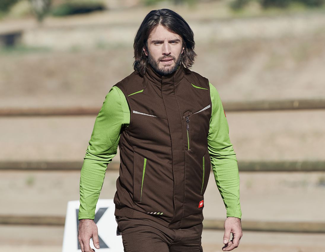 Werkvesten: Winter-softshellbodywarmer e.s.motion 2020 + kastanje/zeegroen
