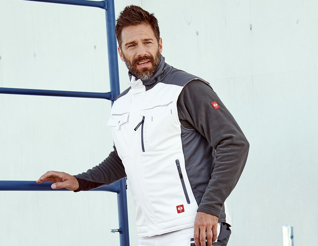 Werkvesten: Softshell-bodywarmer e.s.motion + wit/grijs 1