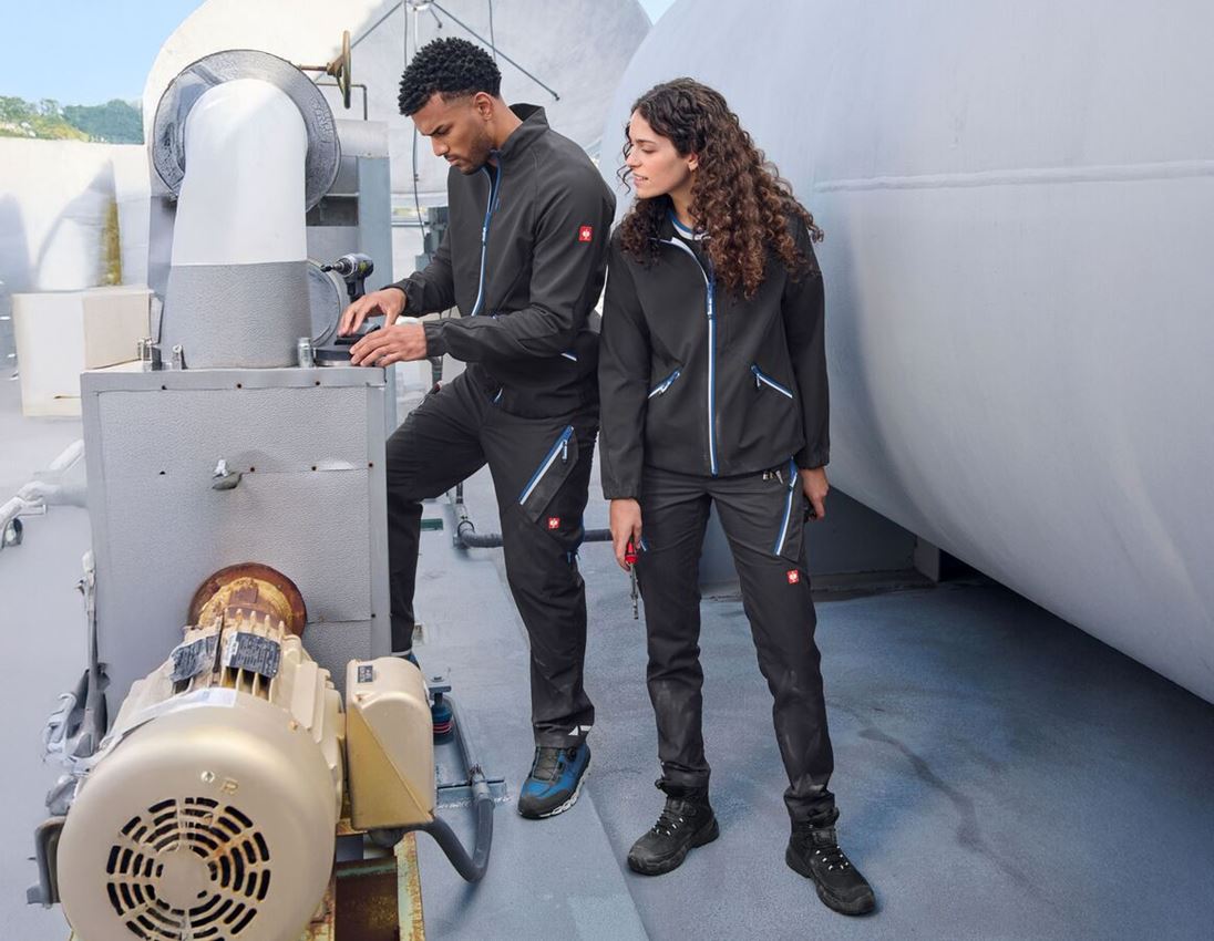 Werkjassen: Softshelljack e.s.ambition, dames + grafiet/gentiaanblauw 2