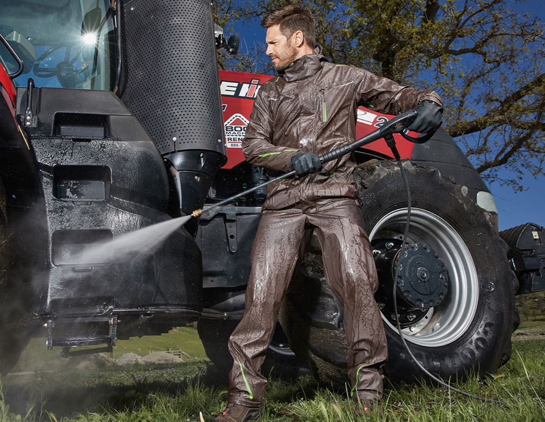 Werkbroeken: Regenwerkbroek e.s.motion 2020 superflex + kastanje/zeegroen 1