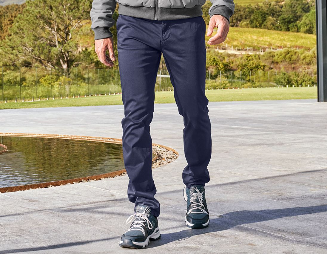 Werkbroeken: e.s. 5-pocket-werkbroek chino + donkerblauw