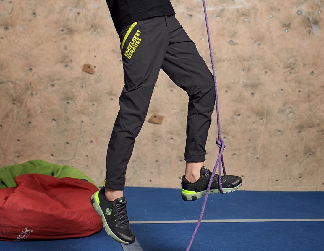 Broeken: Functionele broek e.s.trail, kinderen + zwart/zuurgeel
