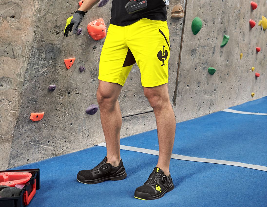 Werkbroeken: Functioneel short e.s.trail + zuurgeel/zwart