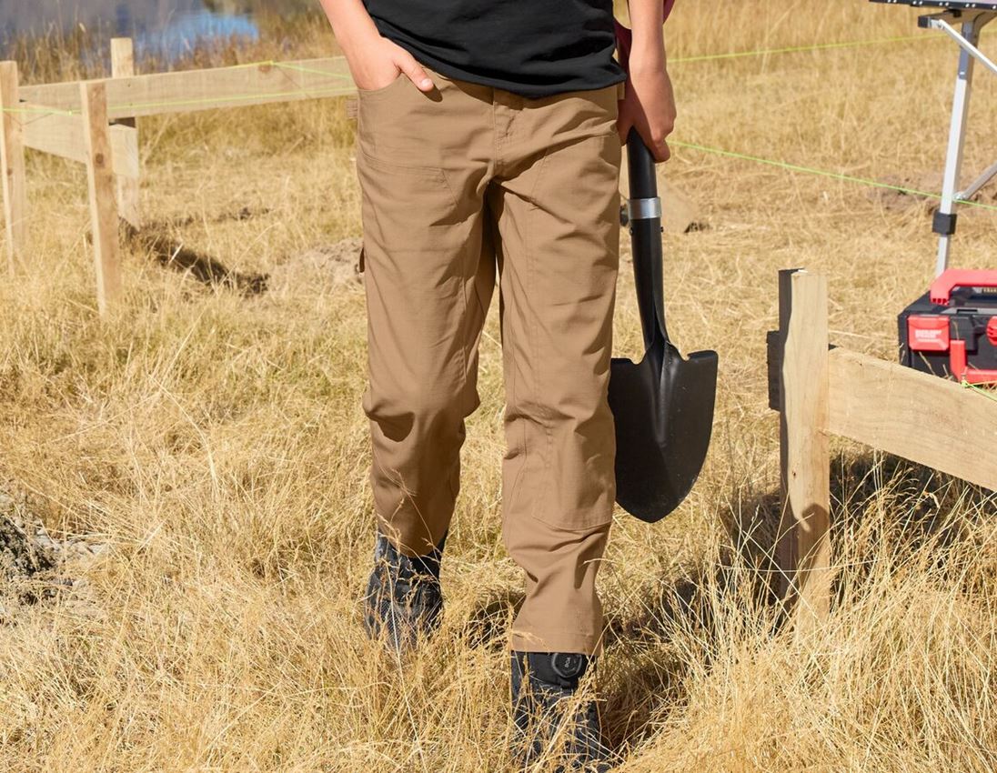 Broeken: Double Front broek e.s.e:pic ripstop, kinderen + amandelbruin