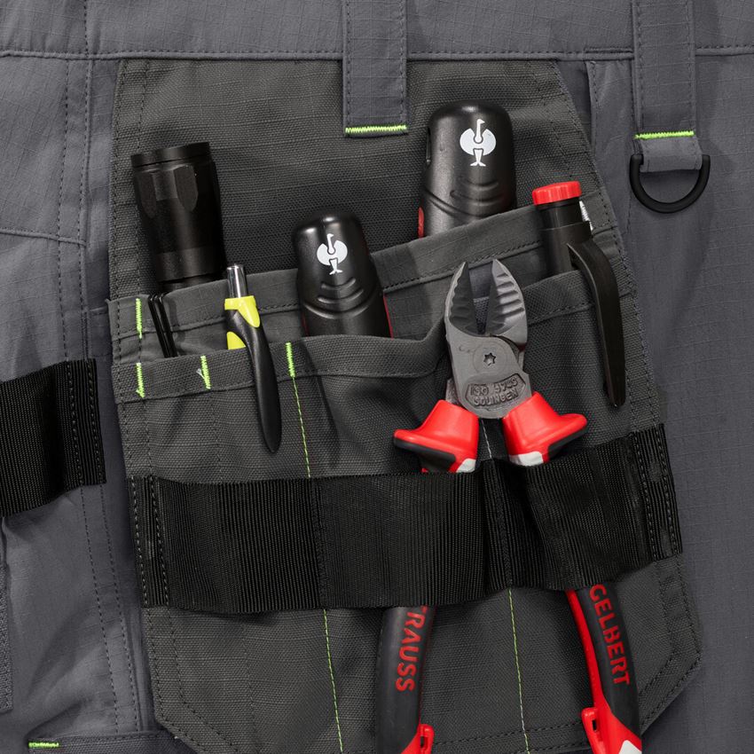 Werkbroeken: Stretch holster werkbroek e.s.line.core + carbongrijs/signaalgeel 2