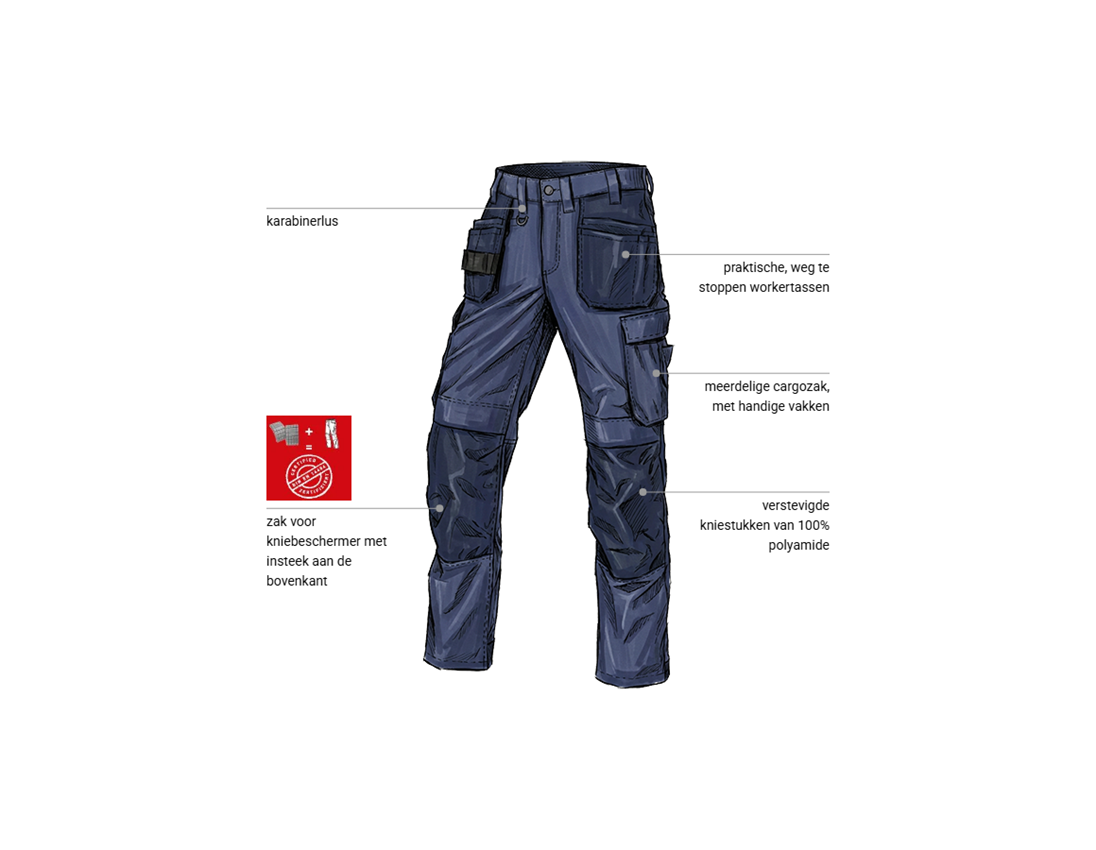 Werkbroeken: Stretch holster werkbroek e.s.line.core + donkerblauw/platina 1