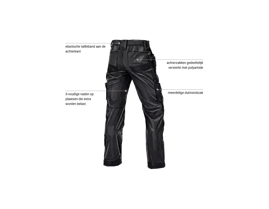 Werkbroeken: Stretch holster werkbroek e.s.line.core + zwart 2