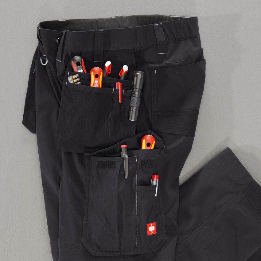 Werkbroeken: Stretch holster werkbroek e.s.line.core + zwart/platina 2